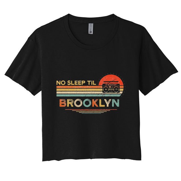 Funny No Sleep Til Brooklyn Old School Portable Stereo Retro Crop Top