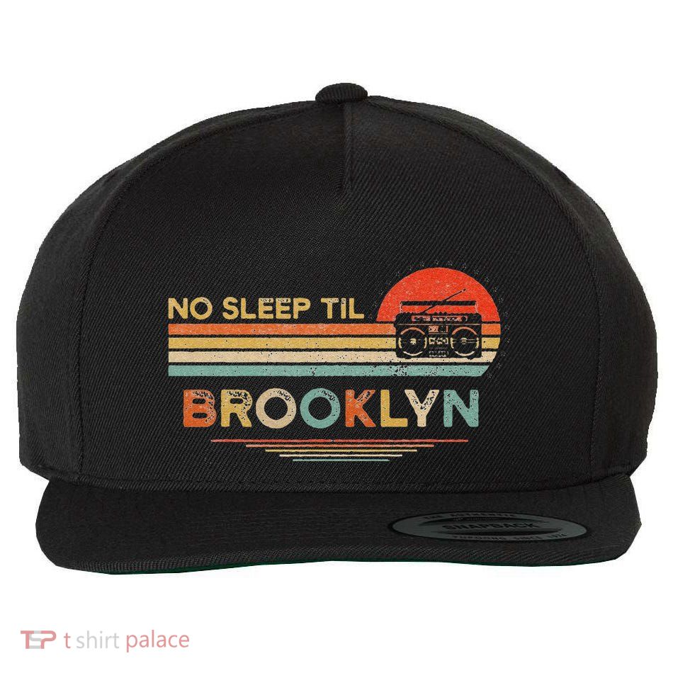 Funny No Sleep Til Brooklyn Old School Portable Stereo Retro Wool Snapback Cap