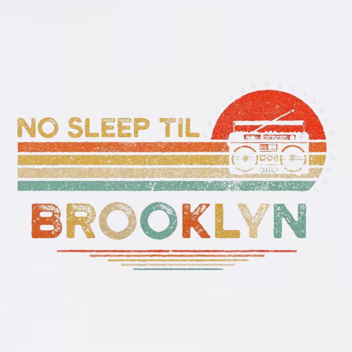 Funny No Sleep Til Brooklyn Old School Portable Stereo Retro Garment-Dyed Sweatshirt