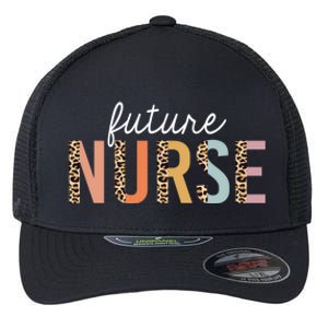 Future Nurse Student Leopard Print Nursing School Cute Gift Flexfit Unipanel Trucker Cap