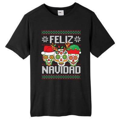 Feliz Navidad Sugar Skulls Christmas Reindeer Santa Mexican Gift Tall Fusion ChromaSoft Performance T-Shirt