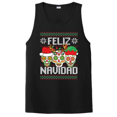 Feliz Navidad Sugar Skulls Christmas Reindeer Santa Mexican Gift PosiCharge Competitor Tank