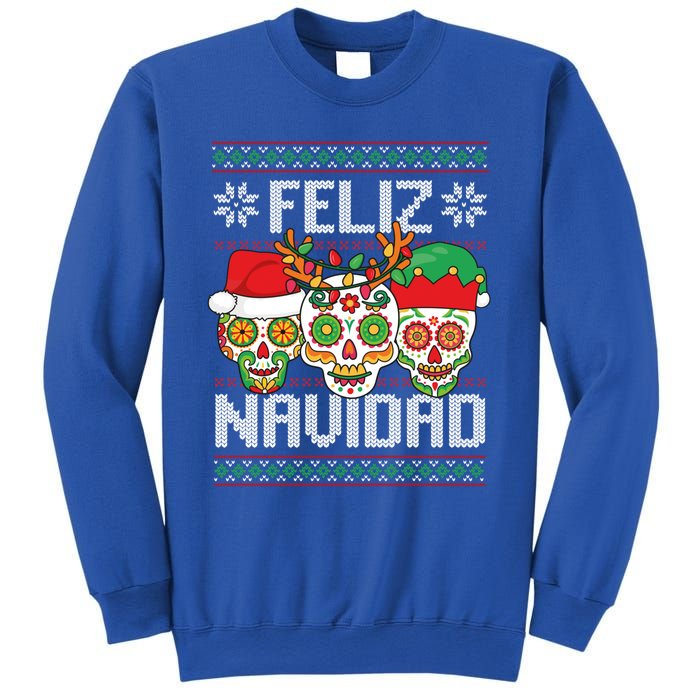 Feliz Navidad Sugar Skulls Christmas Reindeer Santa Mexican Gift Sweatshirt