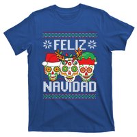 Feliz Navidad Sugar Skulls Christmas Reindeer Santa Mexican Gift T-Shirt