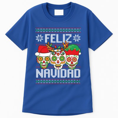 Feliz Navidad Sugar Skulls Christmas Reindeer Santa Mexican Gift Tall T-Shirt