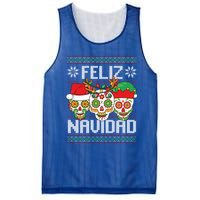 Feliz Navidad Sugar Skulls Christmas Reindeer Santa Mexican Gift Mesh Reversible Basketball Jersey Tank