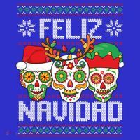 Feliz Navidad Sugar Skulls Christmas Reindeer Santa Mexican Gift Premium T-Shirt