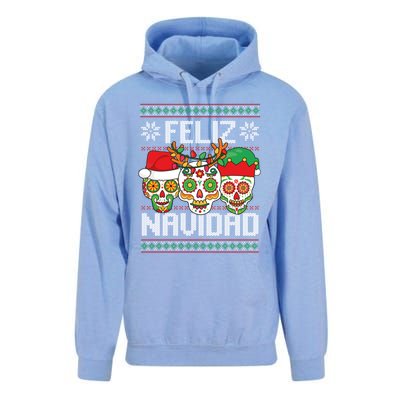 Feliz Navidad Sugar Skulls Christmas Reindeer Santa Mexican Gift Unisex Surf Hoodie