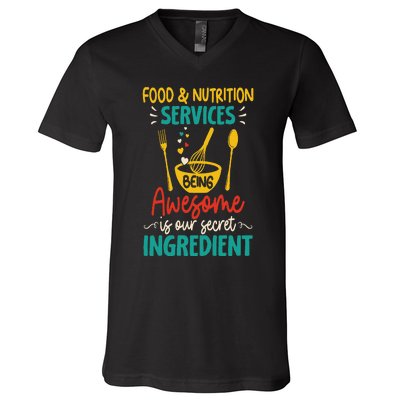 Food Nutrition Services Being Awesome Ingredient Lunch Lady V-Neck T-Shirt