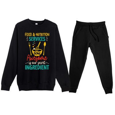 Food Nutrition Services Being Awesome Ingredient Lunch Lady Premium Crewneck Sweatsuit Set