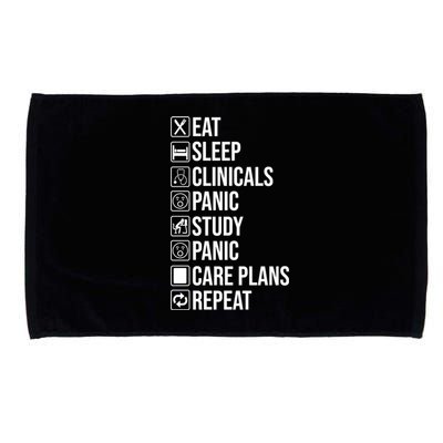 Funny Nursing School Student Nurse Eat Sleep Clinicals Panic Gift Microfiber Hand Towel