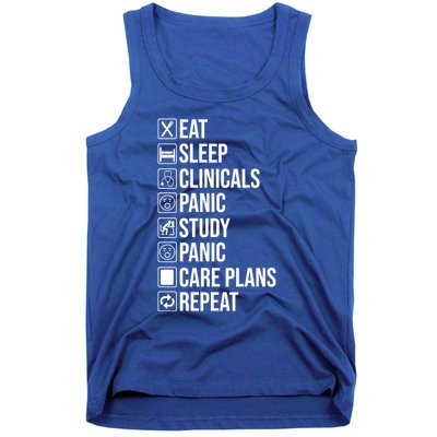 Funny Nursing School Student Nurse Eat Sleep Clinicals Panic Gift Tank Top