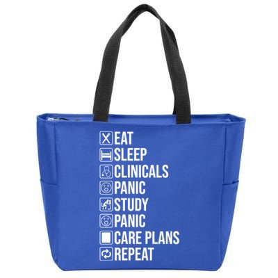 Funny Nursing School Student Nurse Eat Sleep Clinicals Panic Gift Zip Tote Bag