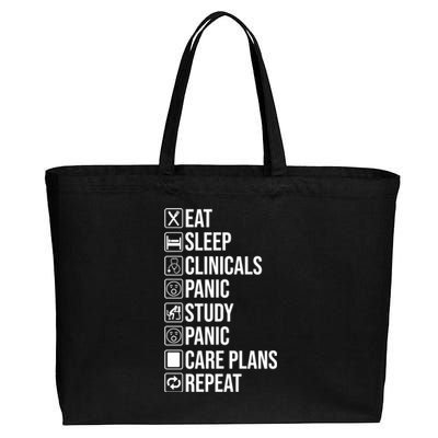 Funny Nursing School Student Nurse Eat Sleep Clinicals Panic Gift Cotton Canvas Jumbo Tote