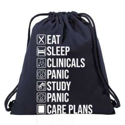 Funny Nursing School Student Nurse Eat Sleep Clinicals Panic Gift Drawstring Bag