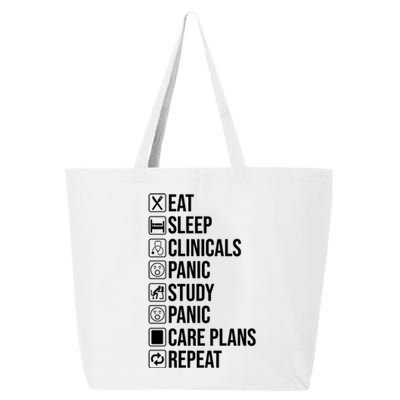 Funny Nursing School Student Nurse Eat Sleep Clinicals Panic Gift 25L Jumbo Tote