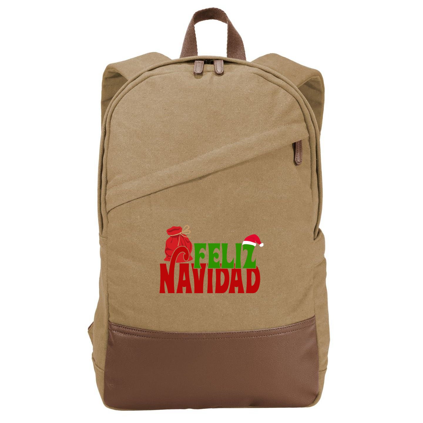 Feliz Navidad Spanish Christmas Cotton Canvas Backpack