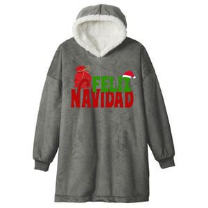 Feliz Navidad Spanish Christmas Hooded Wearable Blanket