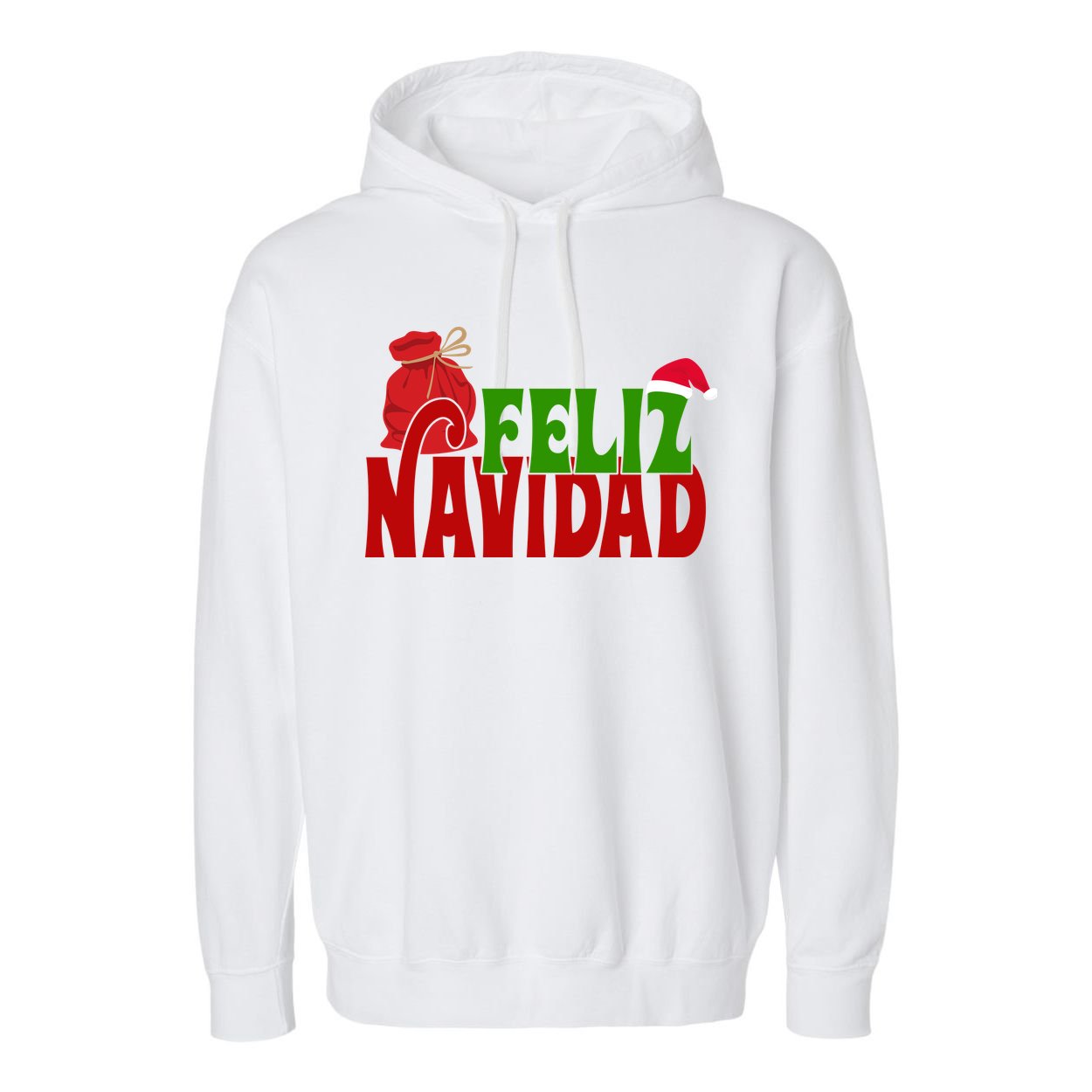 Feliz Navidad Spanish Christmas Garment-Dyed Fleece Hoodie