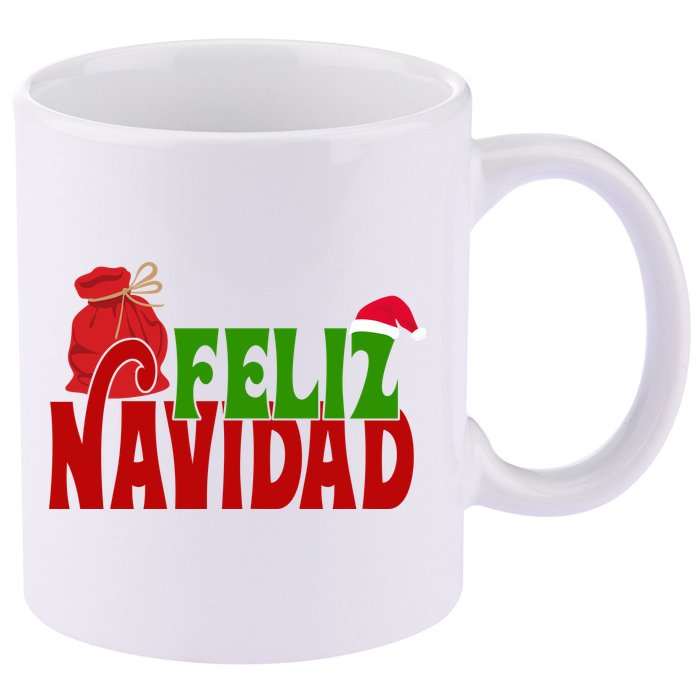 Feliz Navidad Spanish Christmas 11oz C Handle Ceramic Mug