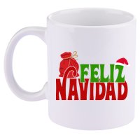 Feliz Navidad Spanish Christmas 11oz C Handle Ceramic Mug