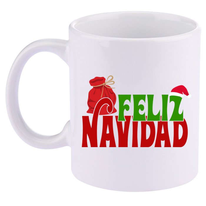 Feliz Navidad Spanish Christmas 11oz C Handle Ceramic Mug