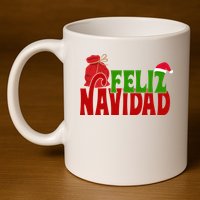 Feliz Navidad Spanish Christmas 11oz C Handle Ceramic Mug