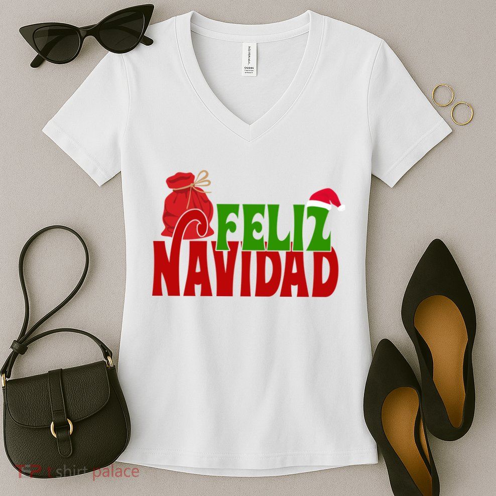 Feliz Navidad Spanish Christmas Women's V-Neck T-Shirt