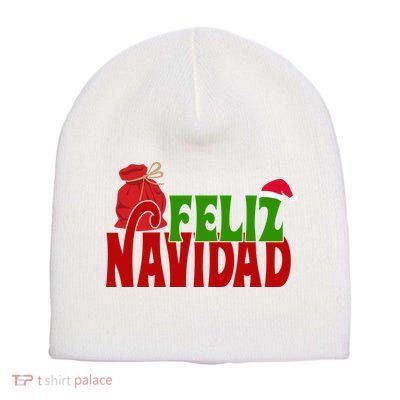 Feliz Navidad Spanish Christmas Short Acrylic Beanie