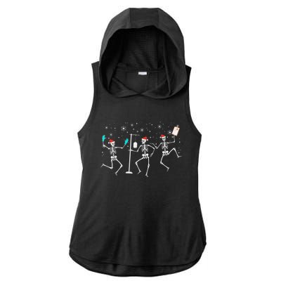 Funny Nurse Skeleton Christmas healthcare Crew Santa Ladies PosiCharge Tri-Blend Wicking Draft Hoodie Tank