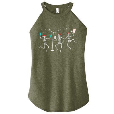 Funny Nurse Skeleton Christmas healthcare Crew Santa Women's Perfect Tri Rocker Tank