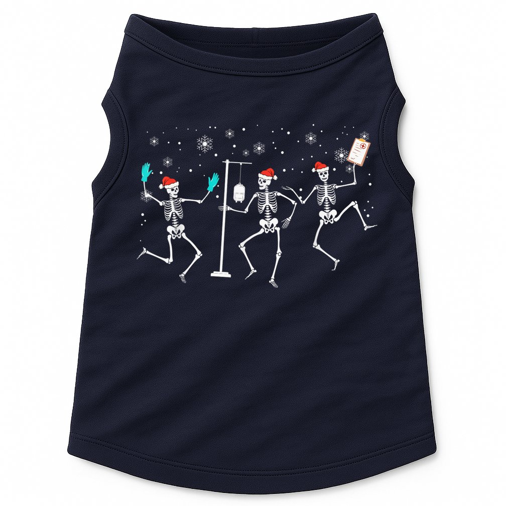 Funny Nurse Skeleton Christmas healthcare Crew Santa Doggie Tank