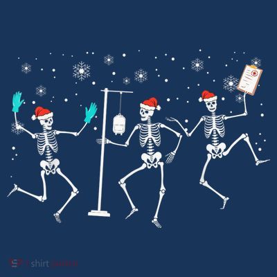 Funny Nurse Skeleton Christmas healthcare Crew Santa T-Shirt
