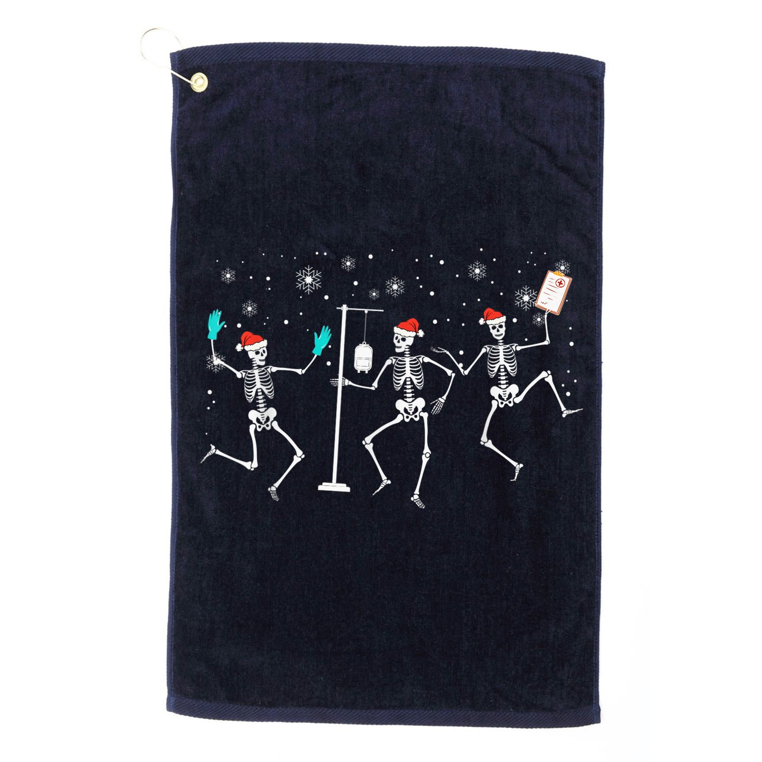 Funny Nurse Skeleton Christmas healthcare Crew Santa Golf Towel