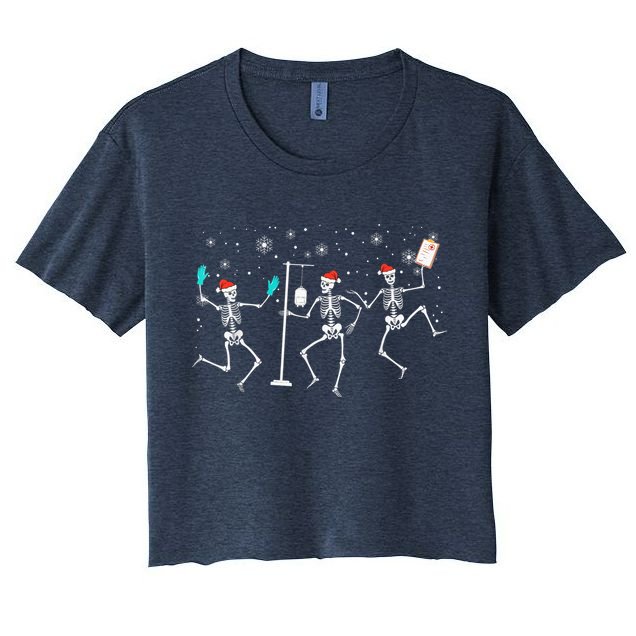 Funny Nurse Skeleton Christmas healthcare Crew Santa Crop Top