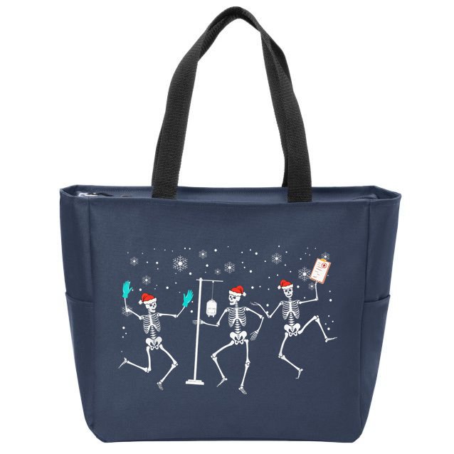 Funny Nurse Skeleton Christmas healthcare Crew Santa Zip Tote Bag