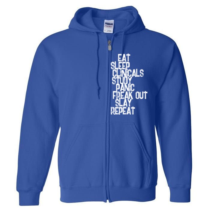 Funny Nursing Student Eat Sleep Clinicals Nurse School Cool Gift Full Zip Hoodie