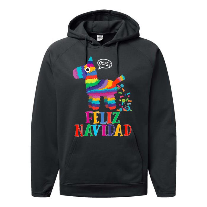 Feliz Navidad Spanish Christmas Funny Mexican Pinata Performance Fleece Hoodie