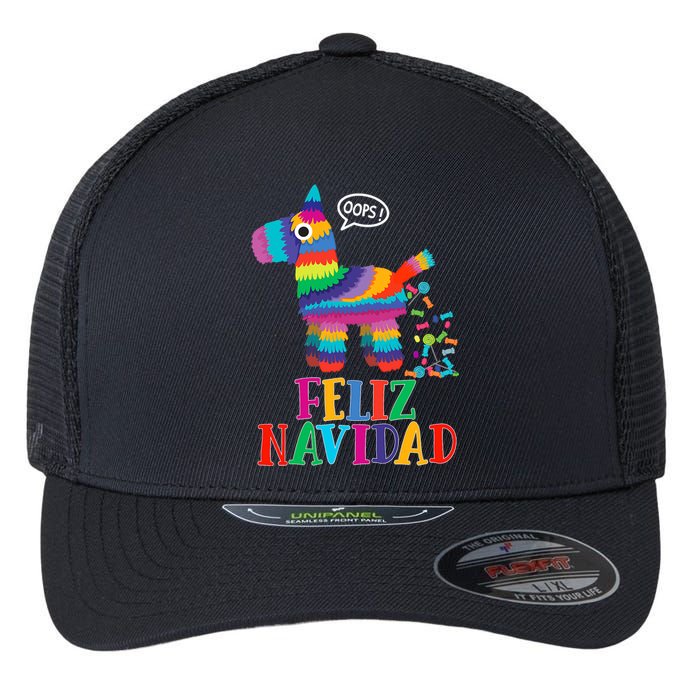 Feliz Navidad Spanish Christmas Funny Mexican Pinata Flexfit Unipanel Trucker Cap