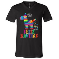 Feliz Navidad Spanish Christmas Funny Mexican Pinata V-Neck T-Shirt