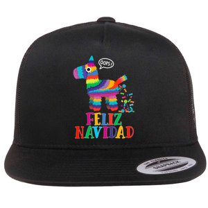 Feliz Navidad Spanish Christmas Funny Mexican Pinata Flat Bill Trucker Hat