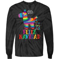 Feliz Navidad Spanish Christmas Funny Mexican Pinata Tie-Dye Long Sleeve Shirt