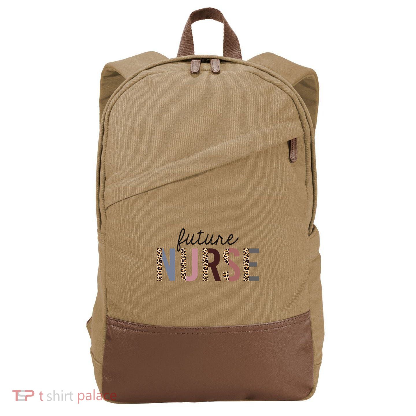 Future Nurse Student Leopard Print Nursing School Meaningful Gift Cotton Canvas Backpack