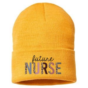 Future Nurse Student Leopard Print Nursing School Meaningful Gift Sustainable Knit Beanie