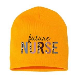 Future Nurse Student Leopard Print Nursing School Meaningful Gift Short Acrylic Beanie