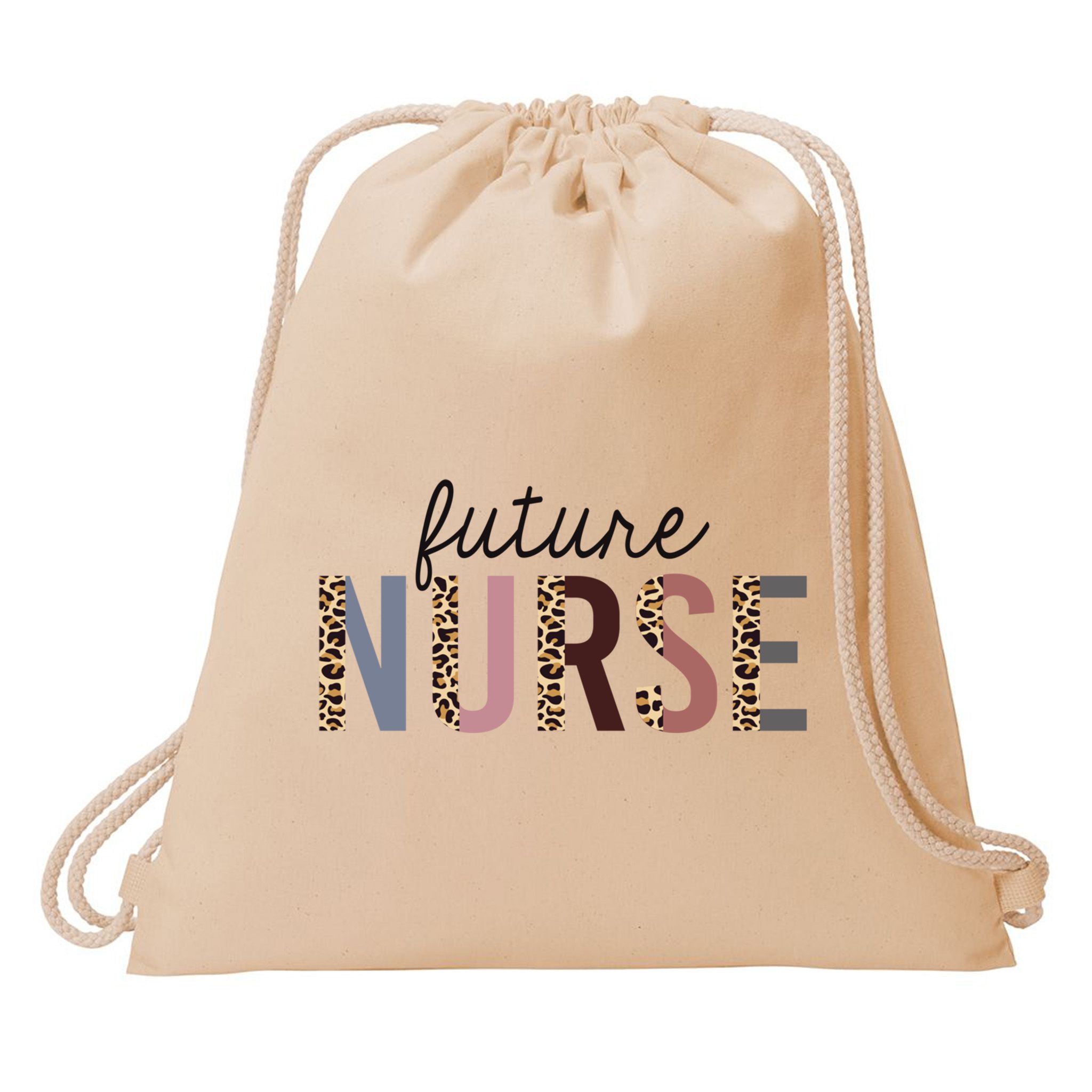 Future Nurse Student Leopard Print Nursing School Meaningful Gift Drawstring Bag