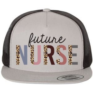 Future Nurse Student Leopard Print Nursing School Meaningful Gift Flat Bill Trucker Hat