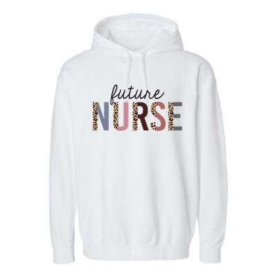 Future Nurse Student Leopard Print Nursing School Meaningful Gift Garment-Dyed Fleece Hoodie