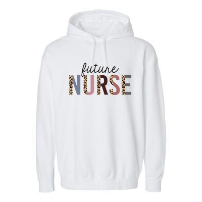 Future Nurse Student Leopard Print Nursing School Meaningful Gift Garment-Dyed Fleece Hoodie