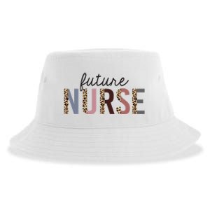 Future Nurse Student Leopard Print Nursing School Meaningful Gift Sustainable Bucket Hat